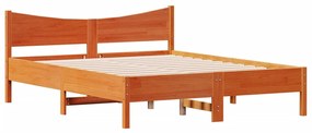 Cama sem colchão 160x200 cm madeira pinho maciço castanho-mel