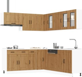 vidaXL 11 peças armário de cozinha conjunto Kalmar carvalho artesanal