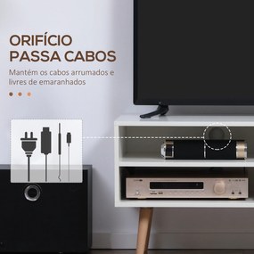 Móvel de TV Minimalista com 2 Prateleiras de Armazenamento e Armário Móvel de TV para Televisores de até 55 Polegadas para Dormitório 110x40x50cm Bran