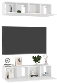 Móveis de TV 4 pcs 60x30x30 cm contraplacado branco