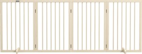 Barreira de segurança modular e dobrável para animais de estimação  206 x 35,5 x 76 cm com pé de apoio, madeira maciça, acabamento em madeira natural