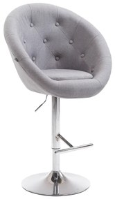 Banco de bar London em tecido e com estrutura cromada 65 x 107-128 x 57 cm Cinzento