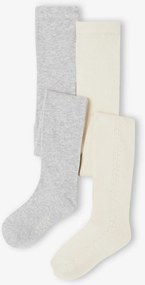 Lote de 2 collants ajourados cru