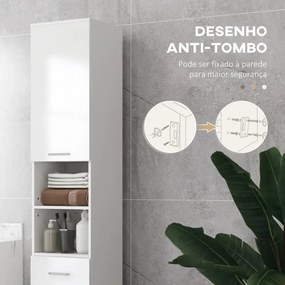 Armário Alto Damise de Casa de Banho de 180cm - Branco - Design Modern