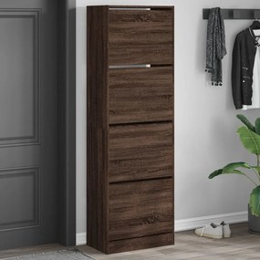vidaXL Sapateira 4 gavetas articuladas 60x34x187,5cm carvalho castanho