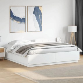 Estrutura cama c/ luzes LED 180x200 cm derivados madeira branco