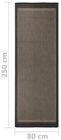 Tapete de tecido plano para exterior 80x250 cm castanho-escuro
