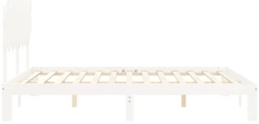 Cama sem colchão 160x200 cm madeira de pinho maciça branco
