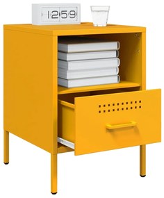 Mesas de cabeceira 2 pcs 36x39x50,5 cm aço amarelo mostarda