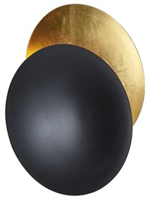 Candeeiro de parede moderno preto com dourado 34,5cm 2-luzes - Sunrise Moderno