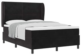 Cama Box Spring com Colchão Preto 140 x 190 cm em Veludo