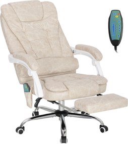 Vinsetto Cadeira de Escritório Massageadora e Aquecida 65x70x111-119 cm Creme | Aosom Portugal
