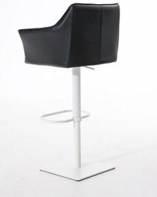 Banco de bar Damaso em couro sintético e com estrutura branca 64 x 88-113 x 45 cm Preto