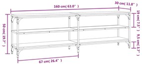 Móvel para TV 160x30x50 cm derivados de madeira cinzento sonoma