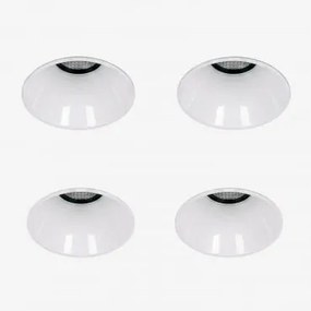 Pack De 4 Downlights Led Embutidos Sem Moldura Trimless Redondos Em Alumínio Luisiana Branco & Branco Cálido 2700k & Ø5,3 Cm & 6 W & 38º - Sklum