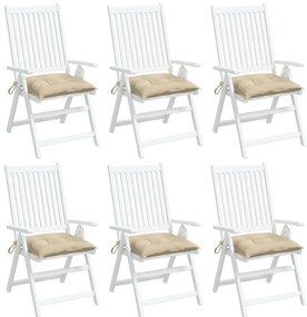 Almofadões de cadeira 6 pcs 40x40x7 cm tecido oxford bege