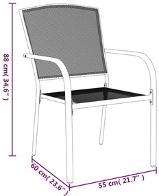 7 pcs conjunto de jantar para jardim aço antracite