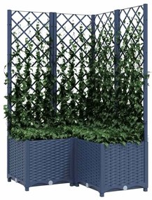 Vaso/floreira jardim c/ treliça 80x80x136 cm PP cinzento azul