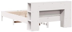 Cama com estante sem colchão 140x190 cm pinho maciço branco