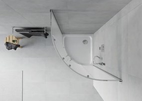 Mexen Rio cabine de duche semicircular 80 x 80 cm, fosco, cromado + base de duche Flat, branco - 863-080-080-01-30-4110