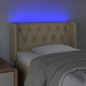 Cabeceira de cama c/ luzes LED tecido 83x16x78/88 cm cor creme