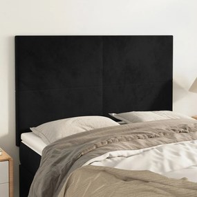 Cabeceira de cama 4 pcs veludo 72x5x78/88 cm preto