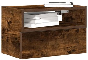 Mesa de cabeceira de parede 45x26x28,5 cm carvalho fumado