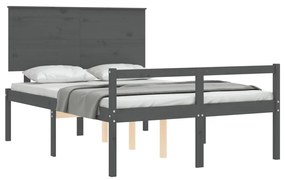 Estrutura de cama com cabeceira 120x200 cm madeira maciça cinza