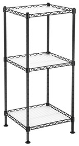 Prateleira de banheiro SONGMICS, unidade de prateleira de arame de 3 níveis, suporte de armazenamento de metal, capacidade de carga total de 60 kg, com 3 folhas de PP, 30 x 30 x 73 cm, design expansível, para espaços pequenos, preto LGR103B01