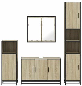4 pcs conj. móveis casa banho derivados madeira carvalho sonoma
