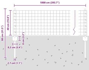 Cerca Euro com 5 Posts em U Verde 0.4x10 m Aço