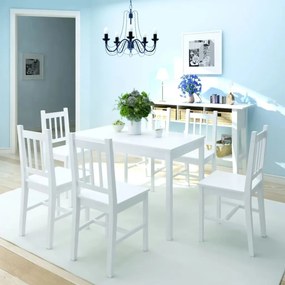 vidaXL Conjunto de jantar 7 peças, pinho branco
