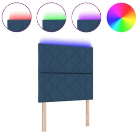 Cabeceira de LED vidaXL Design de Blocos de Diamante Azul 90 cm Tecido
