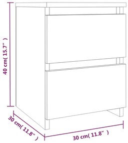 Mesa cabeceira 2pcs 30x30x40 cm madeira sonoma processada cinza