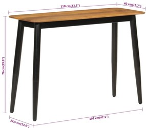 Mesa consola 110x40x76 cm madeira de mangueira maciça e ferro