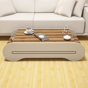 Mesa de Centro Cool – Nogueira e Creme – 120x30x63,6 cm