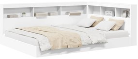 Cama com Estante Branca 160x200 cm Madeira Engenharia