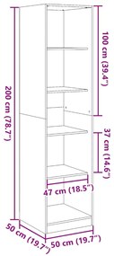 Roupeiro 50x50x200 cm contraplacado cinzento cimento