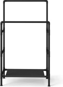 Guarda roupa, cabide aberto em metal 83 x 45 x 157 cm, com prateleira e duas varas, cabideiro para o hall de entrada preto
