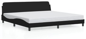 Estrutura cama c/ cabeceira 200x200 cm couro artificial preto