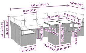 Sofá de Jardim Modular de 8 Peças com Almofadas Cinza Claro