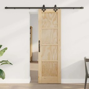 Porta Deslizante com Conjunto de Hardware "ORKDAL" Madeira Sólida de P