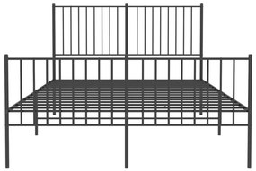 Estrutura de cama com cabeceira e pés 140x190 cm metal preto