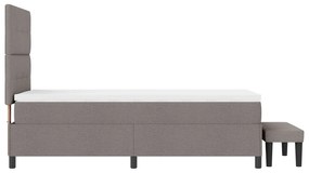 Cama Box Spring com Colchão &amp; Banco Taupe 90x190 cm Tecido