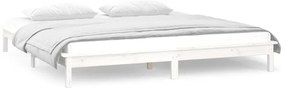 Estrutura de cama c/ LED casal 135x190 cm madeira maciça branco