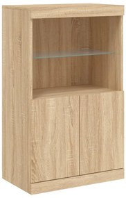 Aparador com luzes LED 60,5x37x100 cm carvalho sonoma