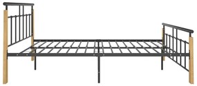 Estrutura de cama 140x200 cm metal/madeira de carvalho maciça