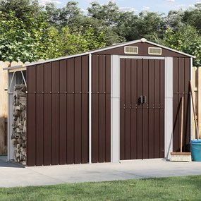 vidaXL Abrigo de jardim 277x93x179 cm aço galvanizado castanho