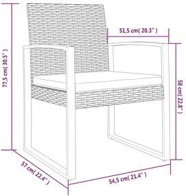 Cadeiras de jantar para jardim 2 pcs vime PP cinzento-escuro