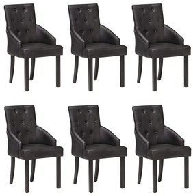 Cadeiras de jantar 6 pcs couro de cabra genuíno preto